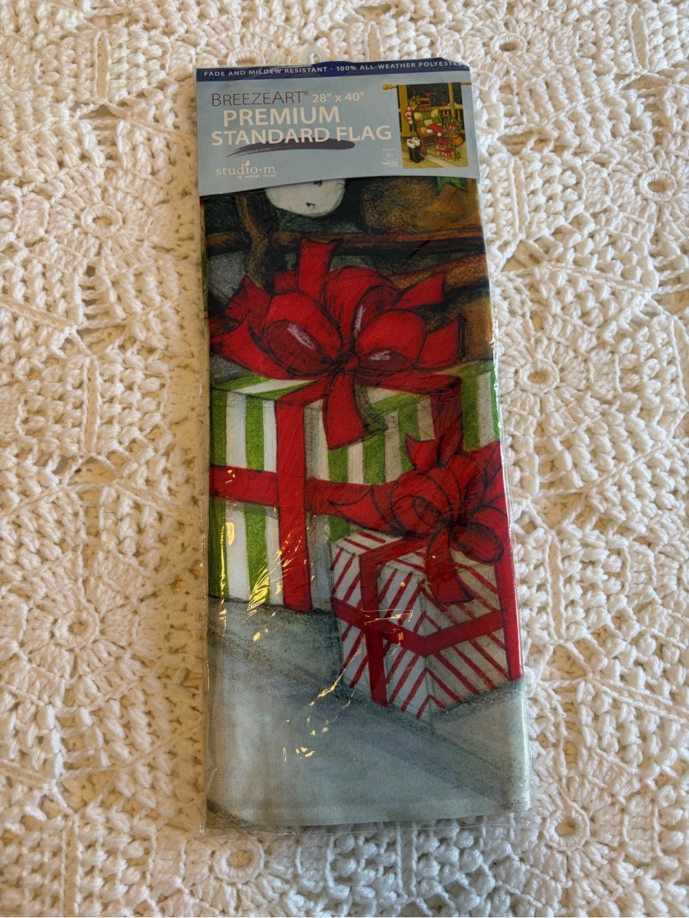 Studio M Red and Green Gift Holiday Garden Flag